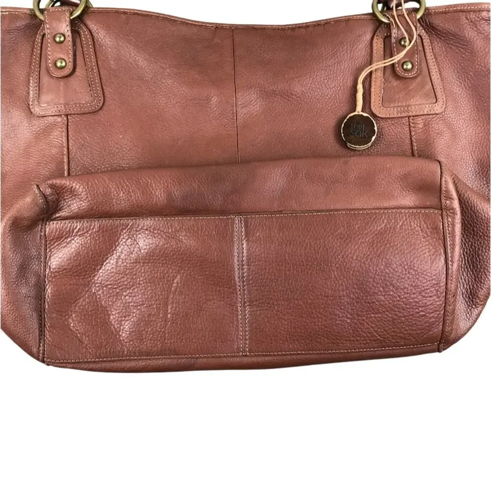 THE SAK Leather Tote Bag Brown Adjustable Office Everyday Travel Lifestyle Work - Picture 3 of 7